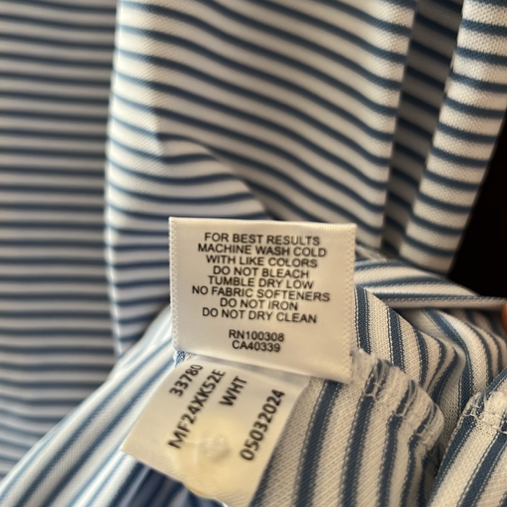 Brand New Peter Millar Crown Crafted Blue & White Striped Stretch Golf ⛳ Polo! - Picture 14 of 14